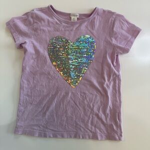 5/$25 Girls J Crew lavender sequin T-shirt, cotton